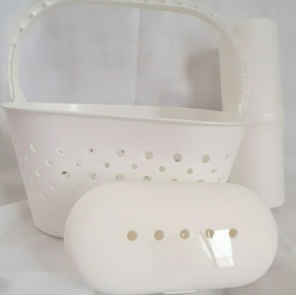 Shower Organizer Dorm Camping Caddy Set, 3pc White Plastic - Picture 2 of 2